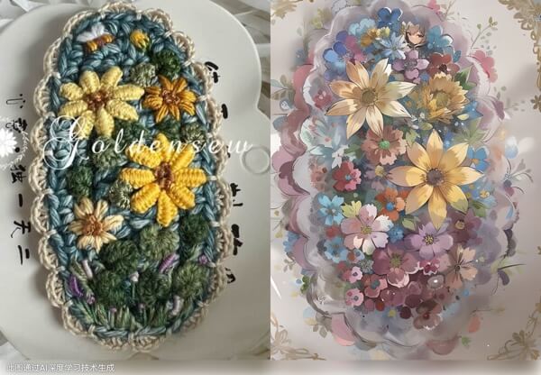 雏菊发夹！刺绣|绣娘|绣女|钩织|手工|sew|diyGoldensew